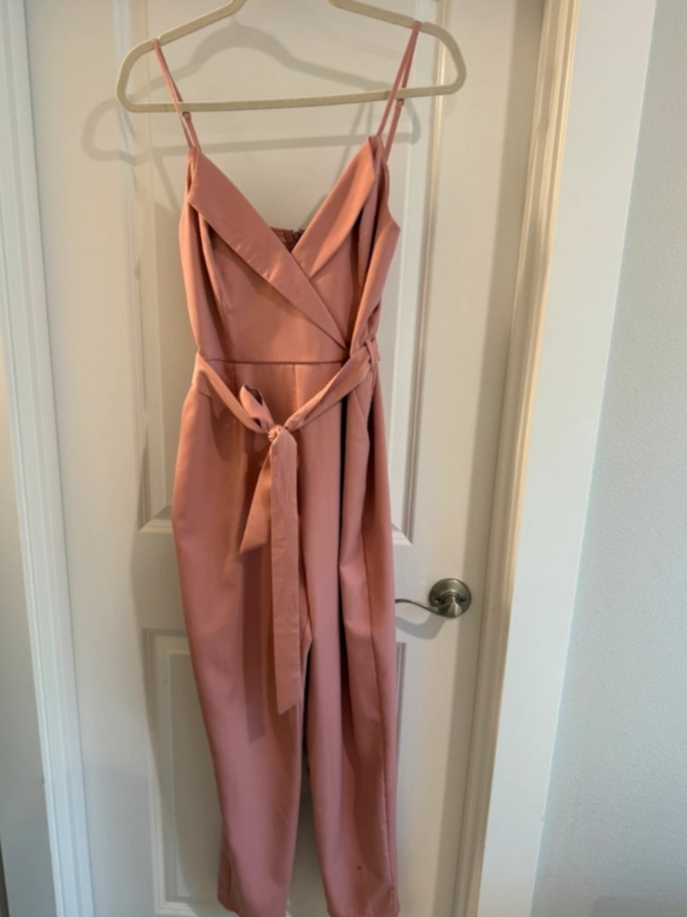 Windsor Mauve Spaghetti-Strap Wrap Jumpsuit with Tie Waist